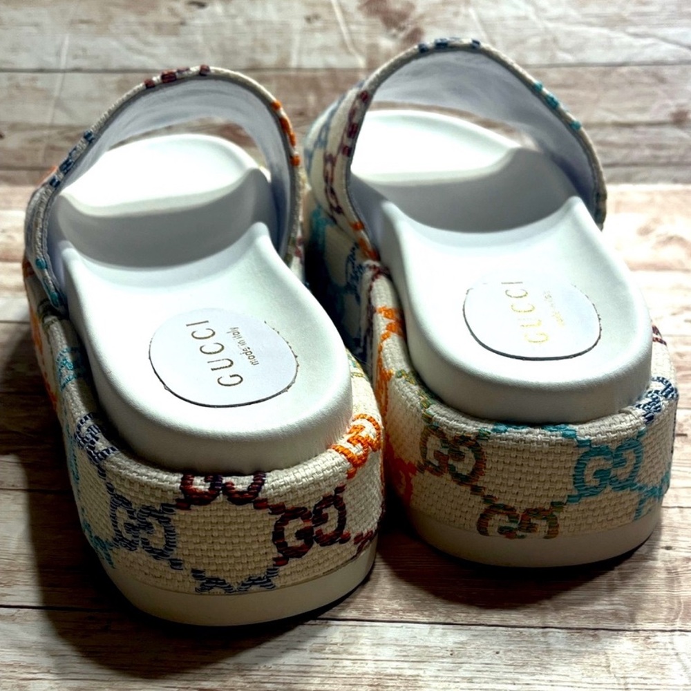 Gucci Angelina Embroidered Colorful Logo
Platform Sandals Size 40 - Picture 14 of 14